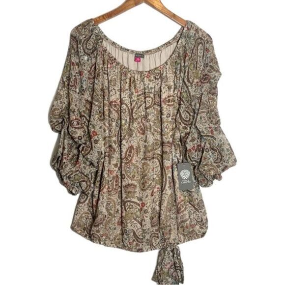 Vince Camuto Balloon Sleeve French Roast Fall Forward Blouse Top - Picture 1 of 5